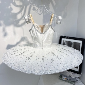 T1085 Service personnalisé, jupe de danse de scène pour adultes et enfants, motifs blancs purs, tutu professionnel de ballet - Product Image 5