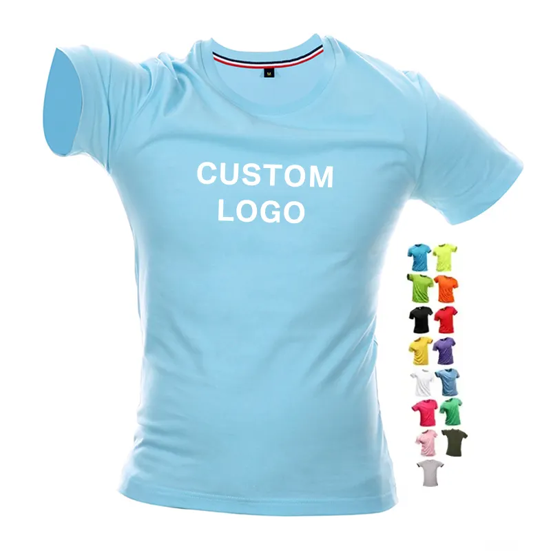 Venta al por mayor muestra en blanco de color personalizado camiseta de alta calidad a granel serigrafía 100% algodón camiseta blanca plana