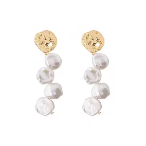 Rinhoo Pearl Leopard Print Dangle Earrings Set Acrylic Gold Color Hoop Earrings For Women Butterfly Twist Earrings Jewelry