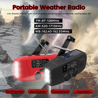 Radio AM/FM d'urgence extérieure avec lampe de poche solaire et à manivelle Conception portable Fonction de batterie externe en matière plastique