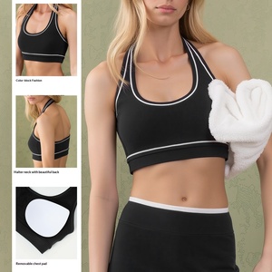 Ropa Deportiva <span class=keywords><strong>VOGA</strong></span> Naked Sense de Alta Sujeción y Secado Rápido, con Contraste de Color, para Yoga, Running y Fitness, con Tirantes Halter para Mujer - Product Image 3
