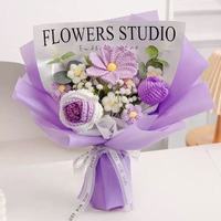 Großhandel Handgefertigte Baumwollgarn-Blumen Galsang Calla Rose Gänseblümchen Mädchen Frauen Mutter Geschenk Künstliche Blumen Gehäkelte Blumensträuße