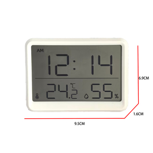 Thermomètre hygromètre numérique à grand écran LCD en plastique fin pour intérieur, avec horloge pratique - Product Image 3