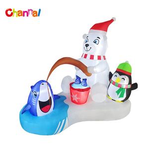 Ours et pingouin gonflables de <span class=keywords><strong>Noël</strong></span> avec lumières LED Décor de cour extérieur pour jardin de pelouse de vacances - Product Image 1