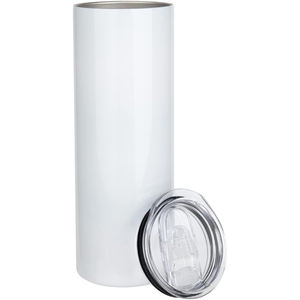Vasos de sublimación rectos y delgados de acero inoxidable de doble pared con aislamiento, blancos, de 20 oz, con pajita, para almacén - Product Image 1