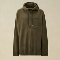 Sweat-shirt à capuche pour homme, demi-zip, décontracté, sport, unisexe, coupe classique, 400 GSM, tricoté, 100 % coton, anti-boulochage, imperméable