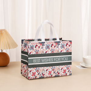 Borsa Tote in Tessuto Non Tessuto Laminato, Stampa Floreale e Animale Vintage, Grande Capacità, Riciclabile, Logo Personalizzato, Borsa <span class=keywords><strong>per</strong></span> la Spesa - Product Image 5