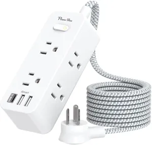 Mifaso New Arrival ETL Surge Protector 6 Way Braided Cord Power Strip With USB C Port