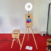 Photomaton en bois pour fêtes avec support triangulaire pliable pour toutes les occasions