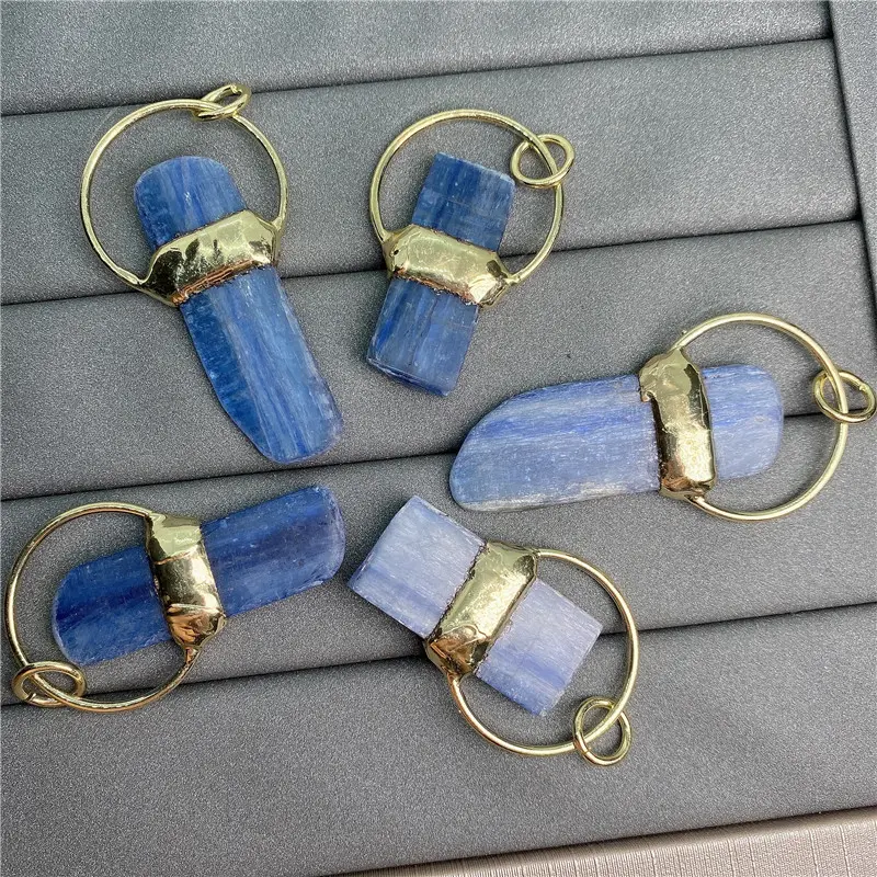 Bán Buôn Pha Lê Chữa Bệnh Mặt Dây Chuyền Chakra Liên Kết Nguyên Màu Xanh Kyanite Pha Lê Chữa Bệnh Mặt Dây Chuyền Để Làm Đồ Trang Sức