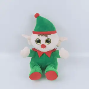 Mainan elf hijau mewah lembut, boneka elf lucu pabrik, boneka elf Natal