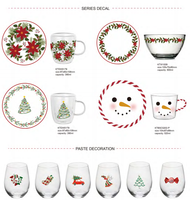 Tasses en verre borosilicate à paroi simple sur le thème de Noël, motifs de dessins animés, poignées personnalisables, festives, 420 ml, résistantes à la chaleur