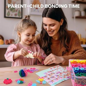 <span class=keywords><strong>Kit</strong></span> de fabrication de bracelets en tissu élastique coloré avec plus de 1000 boucles, jouet d'artisanat pour enfants, <span class=keywords><strong>kit</strong></span> de tissage de bracelets - Product Image 4