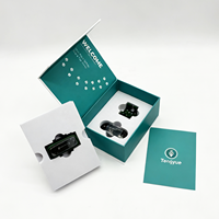 Boîtes cadeaux magnétiques à rabat en carton turquoise personnalisées, kit de suivi GPS pour animaux de compagnie, boîte d'emballage avec plateau en EVA