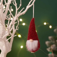 Weihnachtsschmuck: Baumhängende Gnome aus Baumwollplüsch mit langem Weihnachtsmützen, klassischer Stil, 3 Farben, für Zuhause und Feiertage