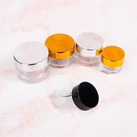 Tarros de vidrio de doble tapa al por mayor en stock, tarros de crema para ojos de 10 ml con tapa a prueba de niños, tarros cuadrados de crema de 5 ml