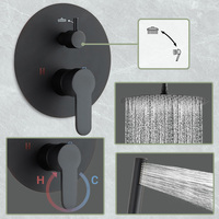 Ensemble de douche encastré moderne noir mat avec pommeau de douche rond en acier inoxydable de 10 pouces et mitigeur de bain en laiton