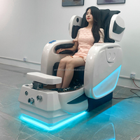 Fauteuils de massage modernes marron inclinables pour manucure électrique Fauteuil de pédicure pour salon de manucure avec spa pour les pieds et lumière LED