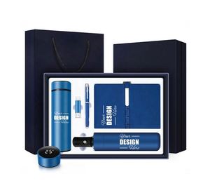 All-in-One Custom Gift <b>Set</b> Stylish Umbrella, Premium <b>Notebook</b>, Smooth Pen, USB Flash Drive & Insulated Thermos Ideal for Office - Product Image 1
