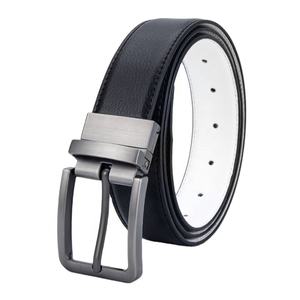 Cinto Masculino de Couro Genuíno com Fivela Rotativa Reversível de Liga de Zinco Simples, Cinto Casual Dupla Face para Presente P117 - Product Image 4
