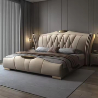 Luxuriöses Verstellbares Queen/King-Bett Hochwertige Weiche Mikrofaser-Komfort Holzrahmen Modernes Gepolstertes Bett für Erwachsene