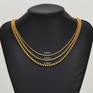 Collier chaîne carrée en acier inoxydable couleur or, épaisseur 2 mm/3 mm/4 mm, pour hommes et femmes, bijoux classiques, 14 à 40 pouces - Product Image 3