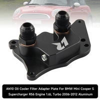 Plaque adaptatrice de filtre à huile AN10 en aluminium billette noir pour Mini Cooper S R56 1.6L Moteur Turbo 2006-2012 Rétrofit/Amélioration