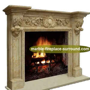 Egypt beige natural marble stone custom fireplace mantels