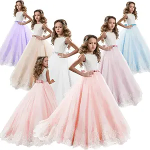 Teenage Girls Dress Summer Children's Clothing Party Elegant Princess Flower Sleeveless Girls Kids Lace Wedding Ceremony Dresses