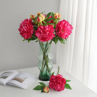 Pivoines artificielles à 3 têtes en soie, réalistes, pour arrangements floraux de mariage, décoration intérieure