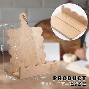 Wooden Fan Shaped Recipe Rack With Detachable Cutting Board Kitchen Counter <b>Tablet</b> <b>Stand</b> Bookshelf Minimalist Design - Product Image 3