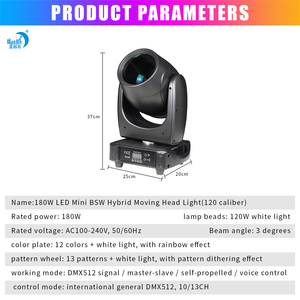 Bluemoon 180W LED Moving Head Light Small Sharpy Beam Club Theater Bar MC Dj smart led strip stan sharpy light <strong>gigbar</strong> - Product Image 3