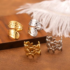 Anillos de Moda Fina para Mujer, Joyería Exagerada de Acero Inoxidable con Diseño de Luna y Estrellas Doradas - Product Image 2