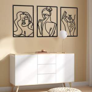 Diy Nordic Interior Sala de estar Artículos decorativos de lujo Objetos Abstractos Mujer Hierro forjado Colgante Metal Arte de <span class=keywords><strong>la</strong></span> pared Decoración para el hogar - Product Image 5