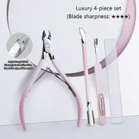 Kit de 4 ciseaux professionnels pour cuticules en acier inoxydable, coupe-ongles, pousse-cuticules, ciseaux pour peaux mortes, pinces pour manucure et pédicure