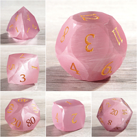 1 pièce de dés polyédriques rose œil de chat à facettes multiples, faits à la main, à facettes diamantées, D6 D20 22mm, pour jeux de table Dungeons & Dragons