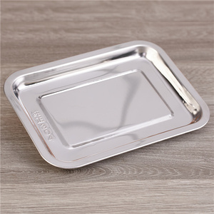 304 тарелки из нержавеющей стали (толщиной 08) для кафетерия, поднос для домашней еды, Квадратная тарелка, металлический поднос для фруктов, поднос для выпечки 36*27*2 - Product Image 4