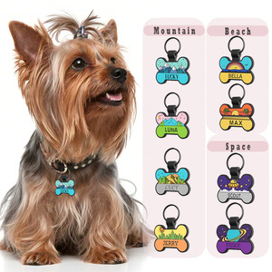 Etiquettes personnalisées pour animaux de compagnie, lettres colorées, rondes, silencieuses, en silicone, anti-perte, étanches, forme d'os, pour chiens - Product Image 1