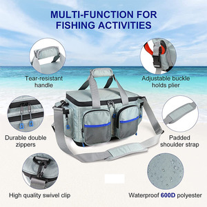 Sac de pêche à la <span class=keywords><strong>carpe</strong></span> en polyester à la mode avec trois poches externes isolées à glissière porte-sac porte-bagages - Product Image 5