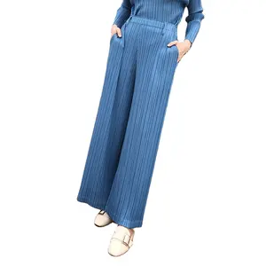 Tube droit pantalon à jambes larges vie plissé pantalon chun xia 2020 nouveau mince montrer étage élevé femme pantalon