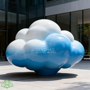 ประติมากรรมเมฆสีขาวผิวเรียบเนียนของเซินเจา งานศิลปะสาธารณะจากไฟเบอร์กลาสสมัยใหม่สำหรับสถานที่สำคัญในเมือง - Product Image 3
