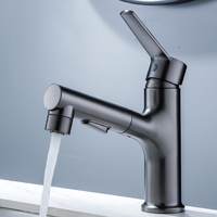 Vente en gros noir Ajuster Pull Out Nouveau Style Mélangeur d'Eau Robinet de Bassin Sanitaire Incurvé
