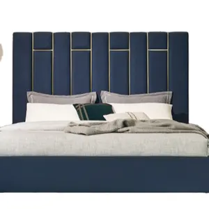 Luxury Sleeping Bedroom Set Fabric bed Super King Size Wood Bed