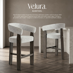 Sgabello da Bar Moderno Imbottito in Tessuto di Lino, Sedia da Bar con Gambe in Legno Massello, Seduta Alta per Ristoranti e Sale da Pranzo - Product Image 2