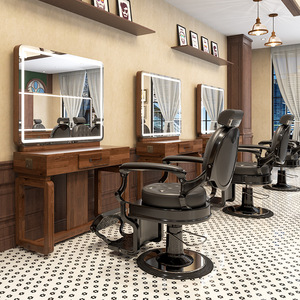 Stazione da Barbiere Professionale con Specchio in Vetro e Illuminazione LED ad Alta Definizione - Product Image 4