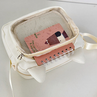 Vente en gros pas cher sac messager en nylon mignon oreille de chat fenêtre transparente affichage des broches Ita sacs à bandoulière sac à main latéral pour les filles