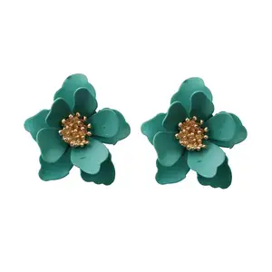 Anting Kancing Bunga Besar Warna-warni Mode Grosir NS1810060