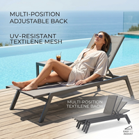 Chaise longue moderne d'extérieur en aluminium, imperméable, en Teslin, pour hôtel, villa, bord de piscine, patio, jardin, mobilier commercial