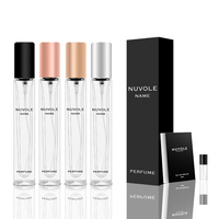 Vente en gros de flacons de parfum miniatures de luxe, flacon de parfum carré en verre transparent, flacon de parfum personnalisé avec emballage en boîte, 10 ml
