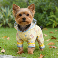 Bärenmuster Kapuzen-Hunde-Regenmantel mit Ohrlöchern, Wasserdichter Leichter Sommer-Poncho für Kleine & Mittelgroße Hunde